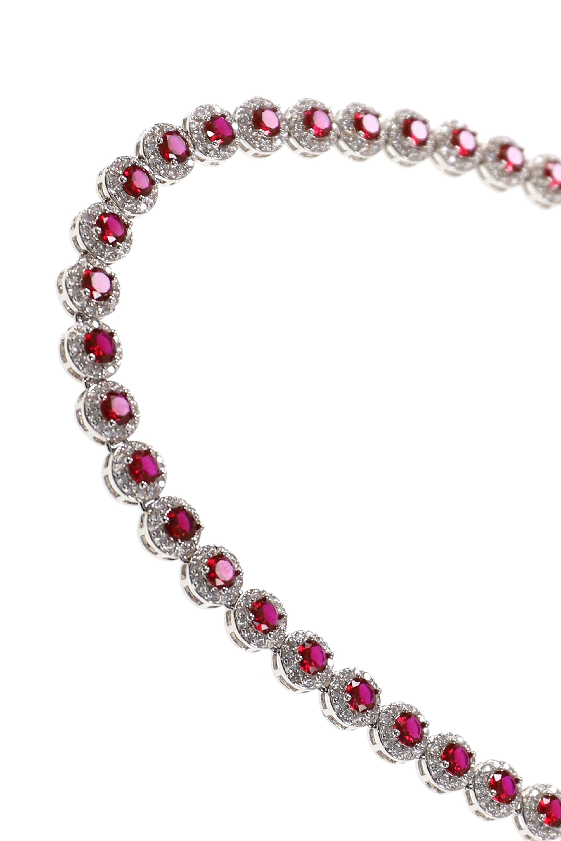 RED HALO TENNIS NECKLACE  / RED