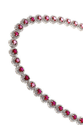 RED HALO TENNIS NECKLACE  / RED