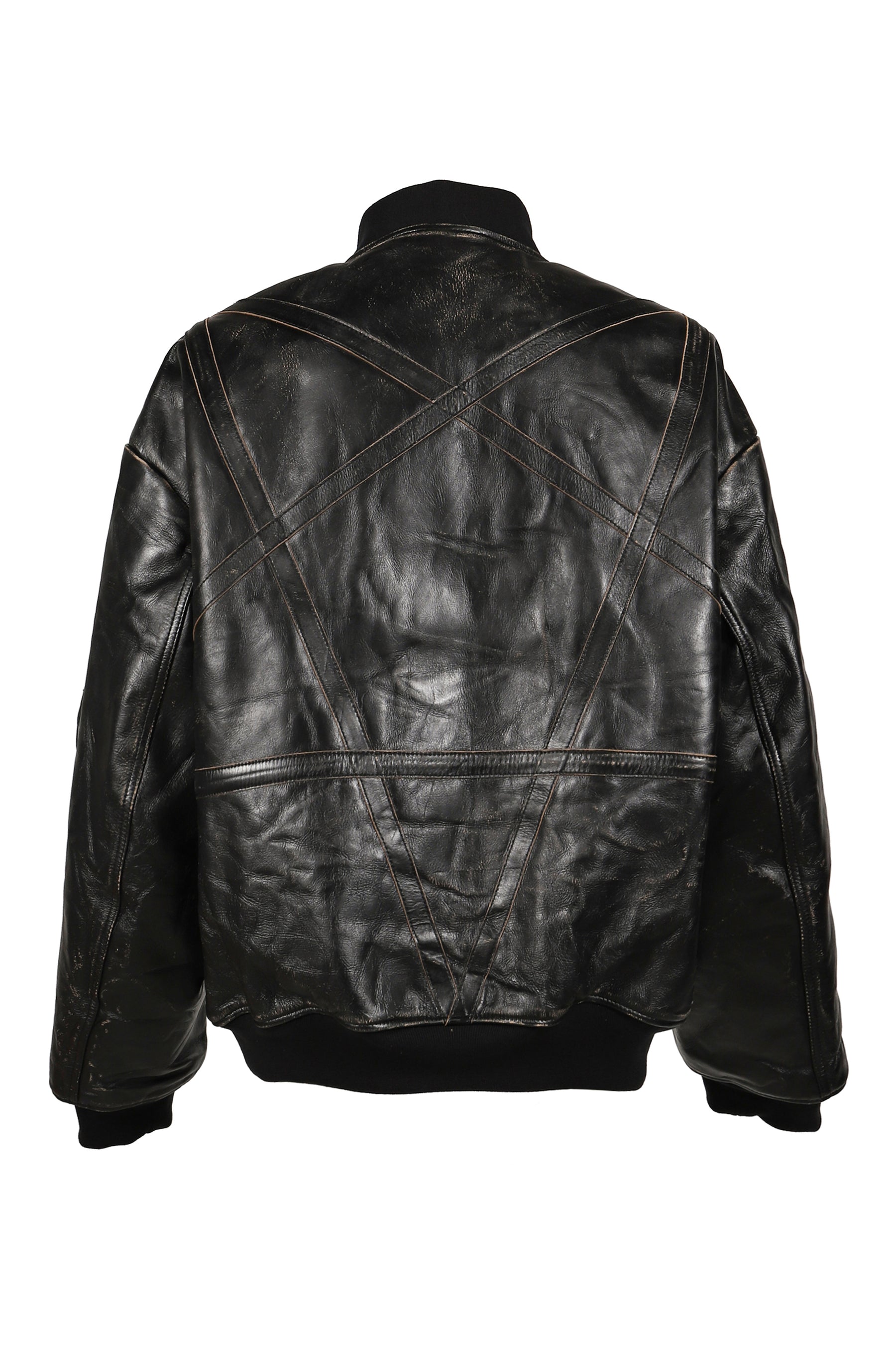 DISTRESSED LEATHER FLIGHT JKT / BLK