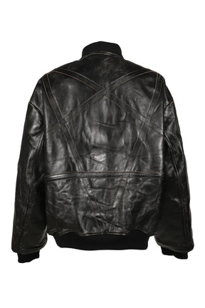 DISTRESSED LEATHER FLIGHT JKT / BLK