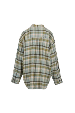 BOYFRIEND SHIRT/ TURQUOISE PLAID