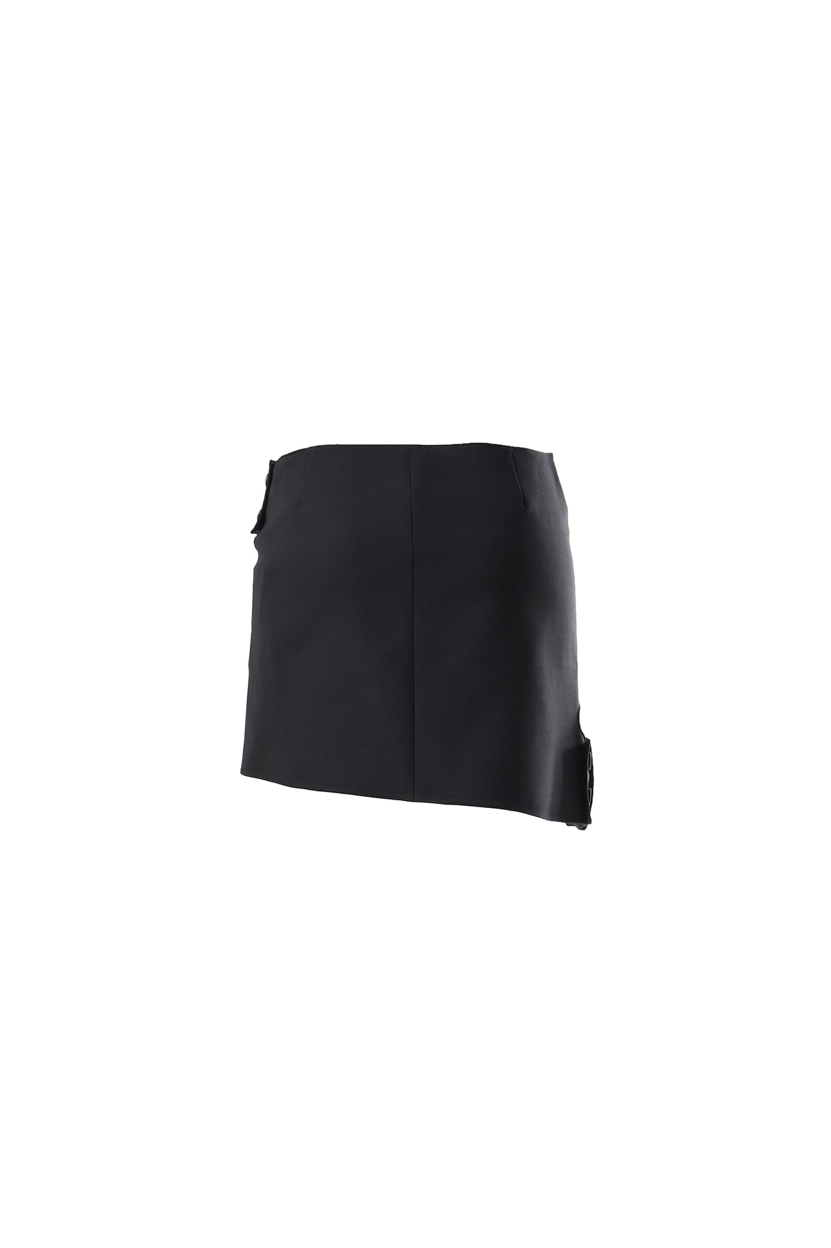 DOUBLE BUCKLE POLYWOOL MINI SKIRT / BLK