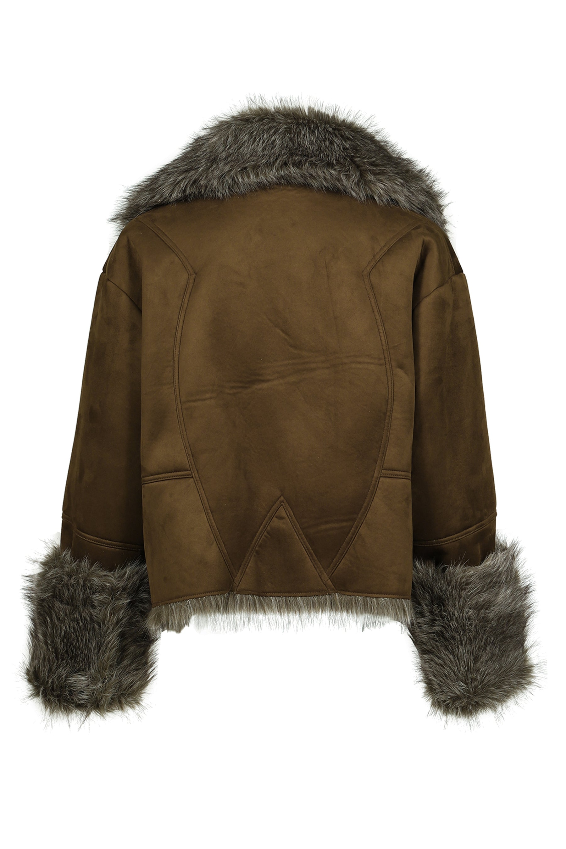FUR TRIM COAT / OLV