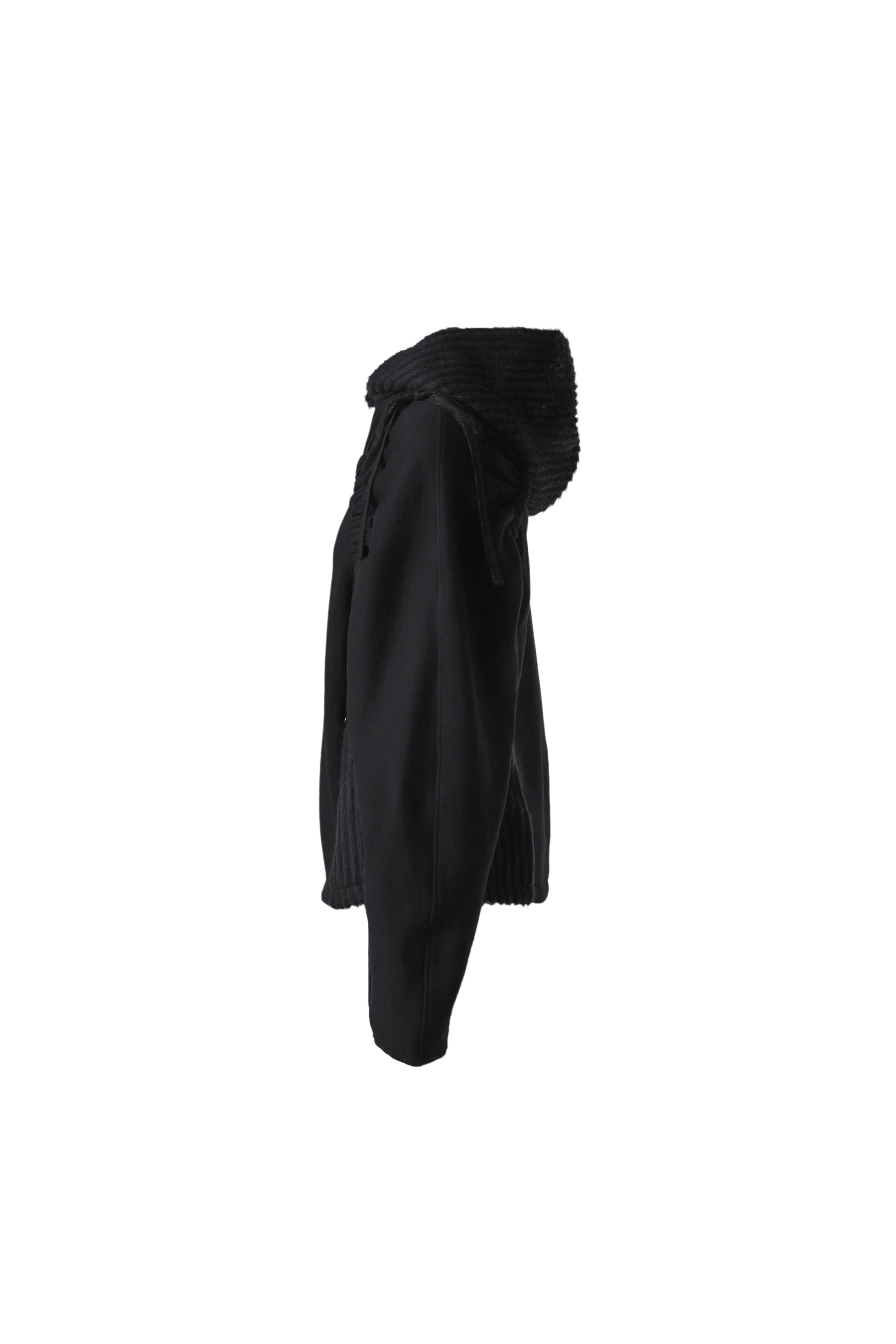 (ESSENTIAL) CUT OUT SHIRRING HOODIE / BLK