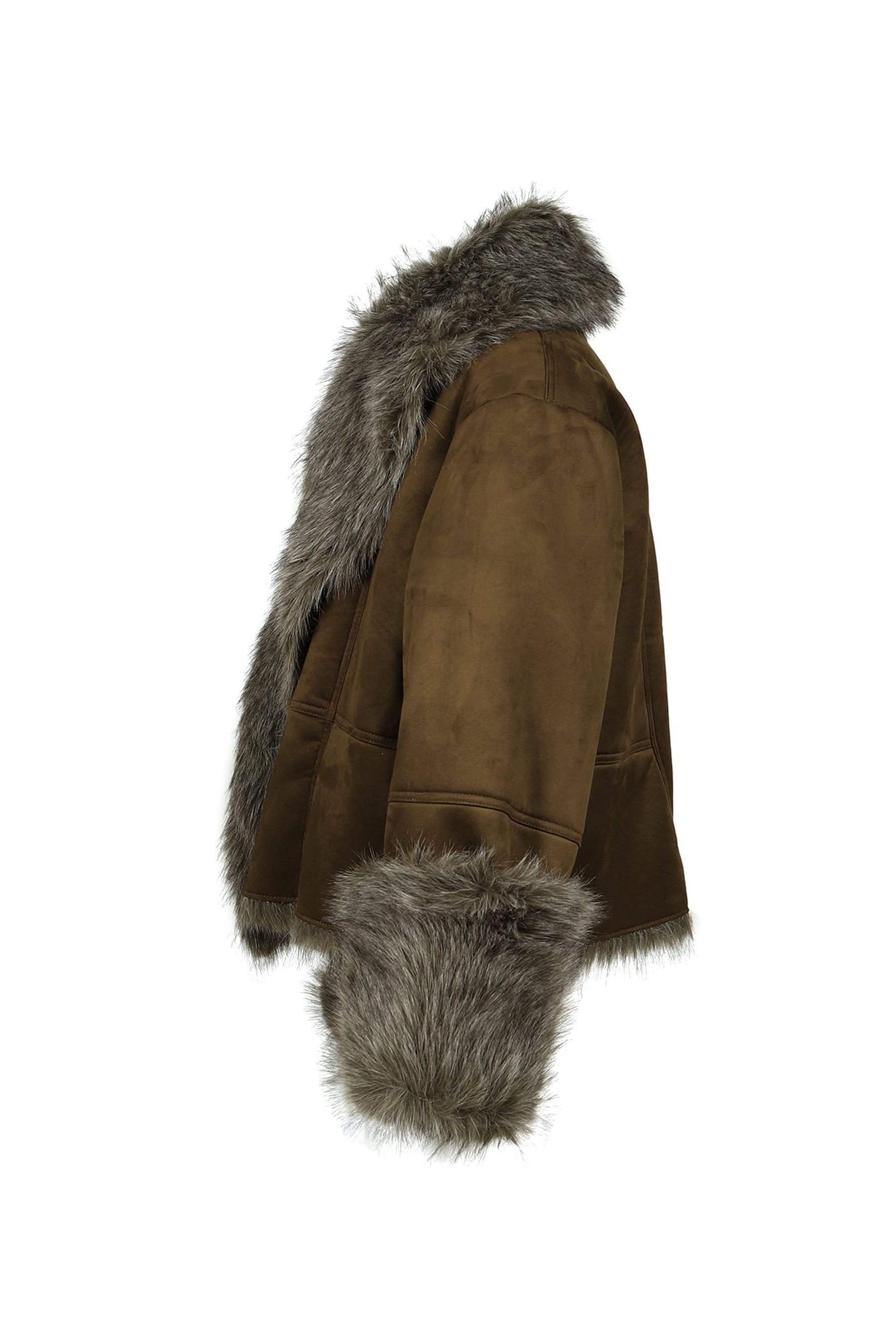 FUR TRIM COAT / OLV