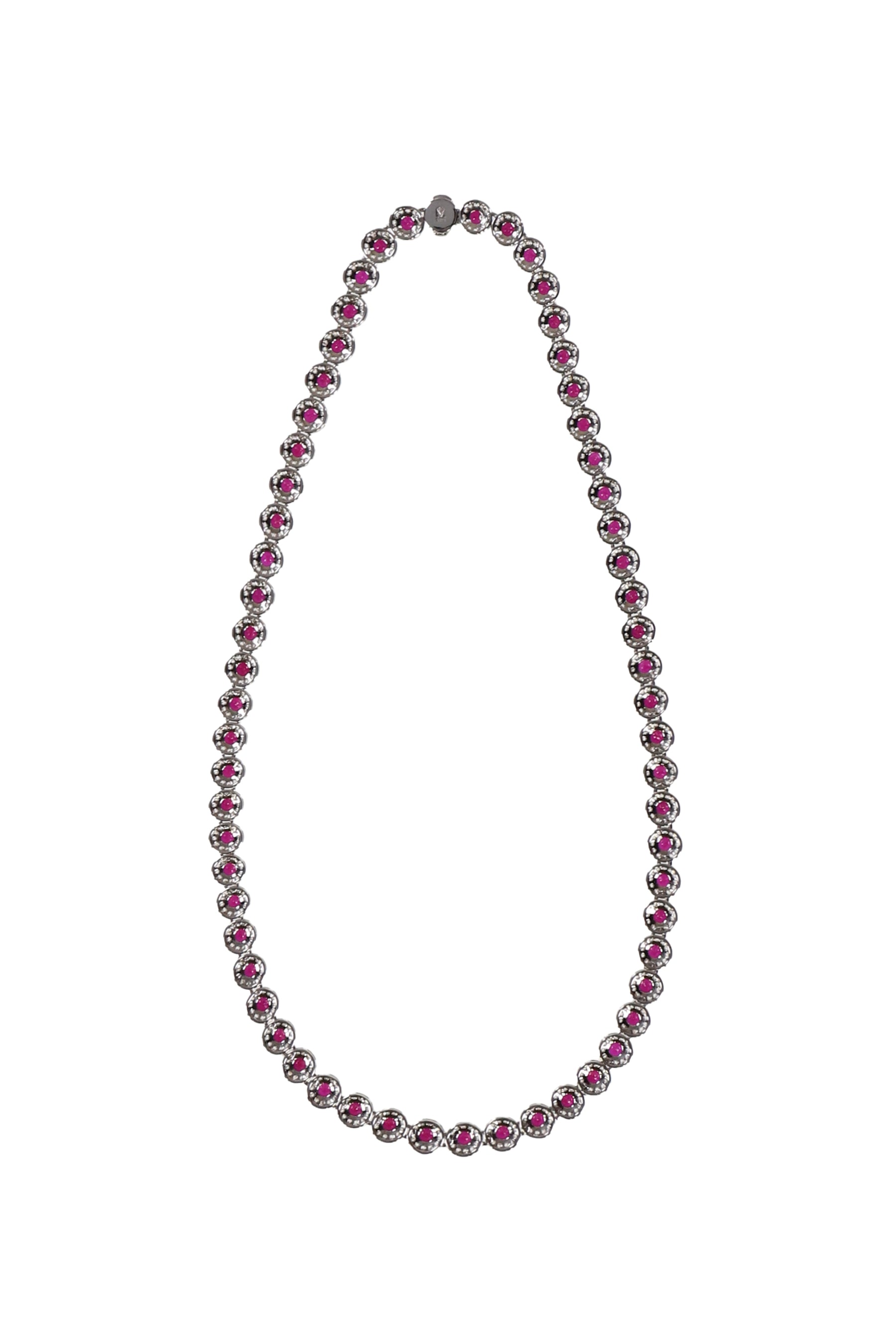 RED HALO TENNIS NECKLACE  / RED