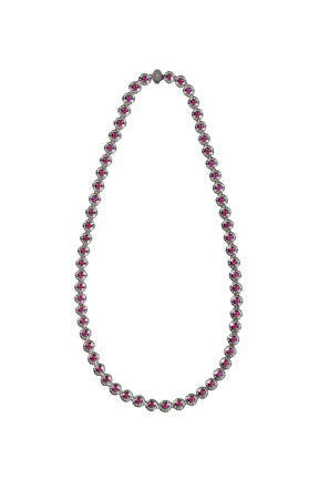 RED HALO TENNIS NECKLACE  / RED