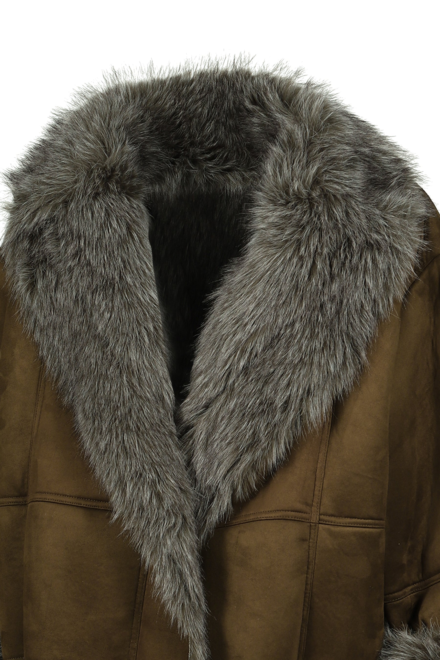 FUR TRIM COAT / OLV