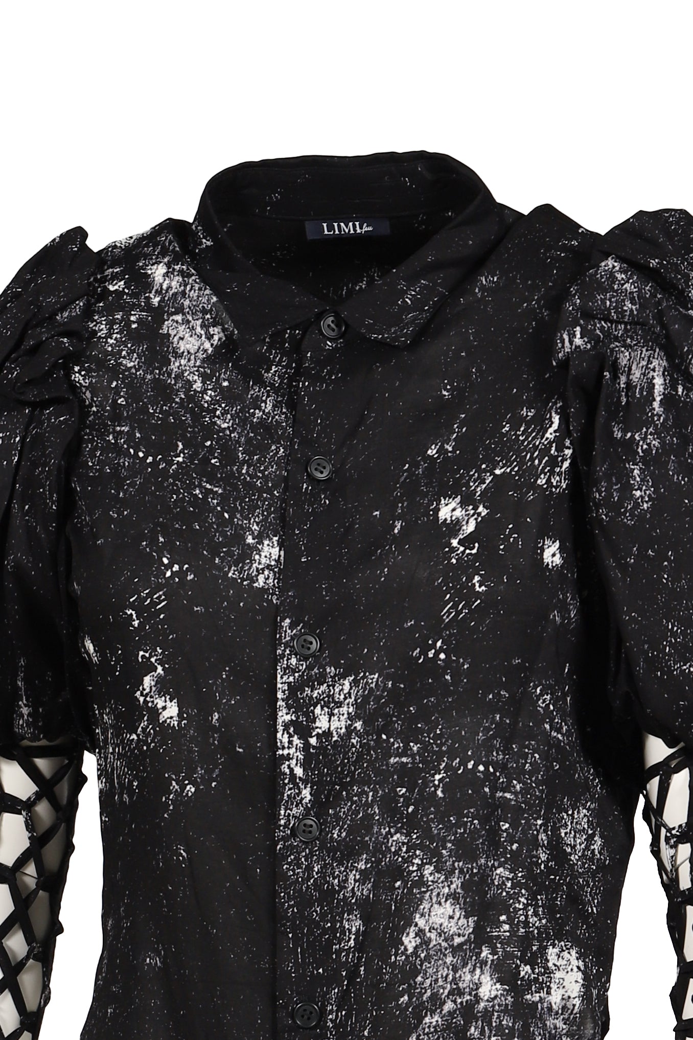 GALAXY PT LACE UP SLEEVE BLOUSE / BLK