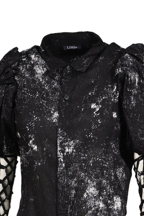 GALAXY PT LACE UP SLEEVE BLOUSE / BLK