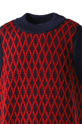 CREWNECK VEST / NAVY / BURGUNDY