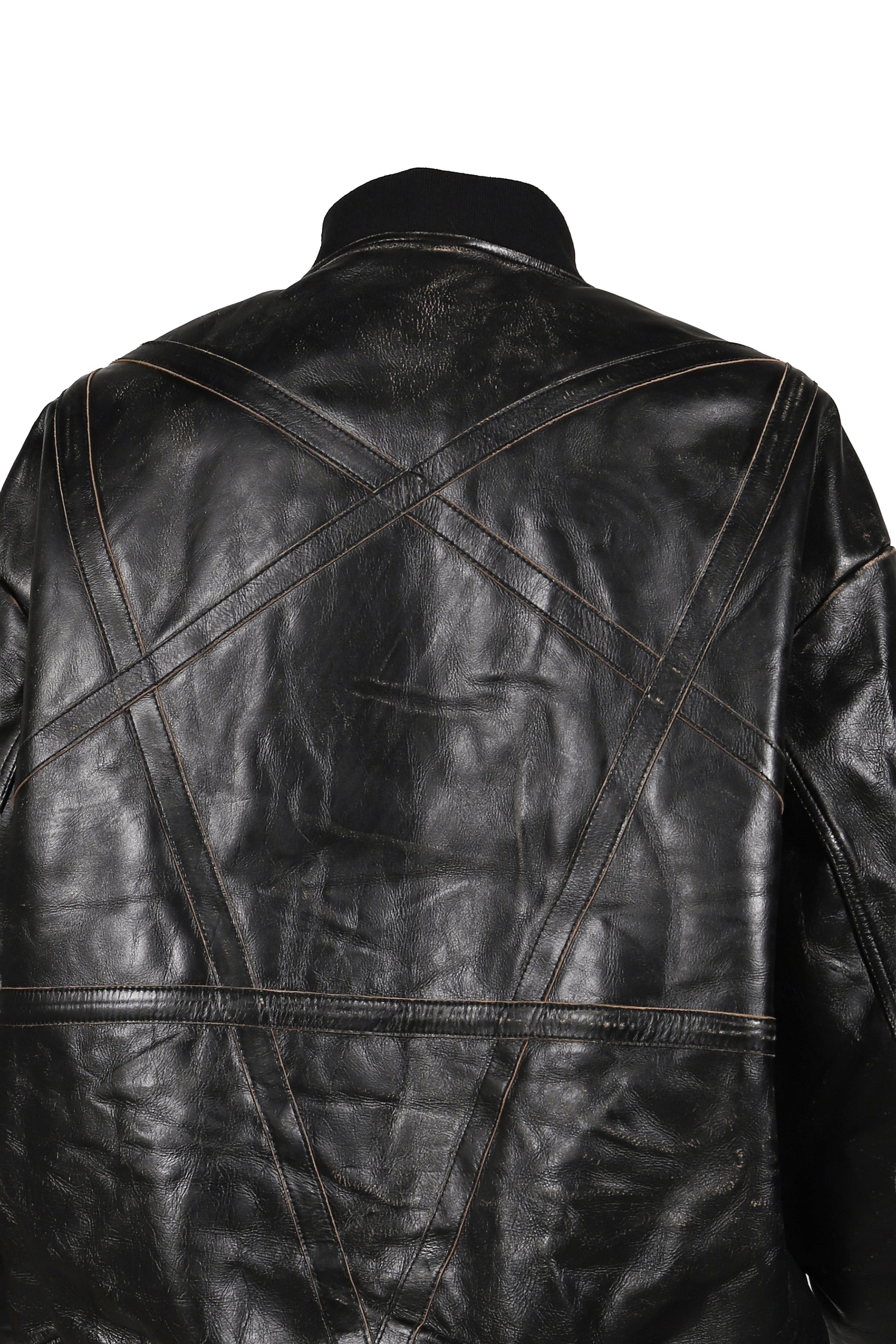 DISTRESSED LEATHER FLIGHT JKT / BLK
