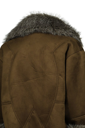 FUR TRIM COAT / OLV