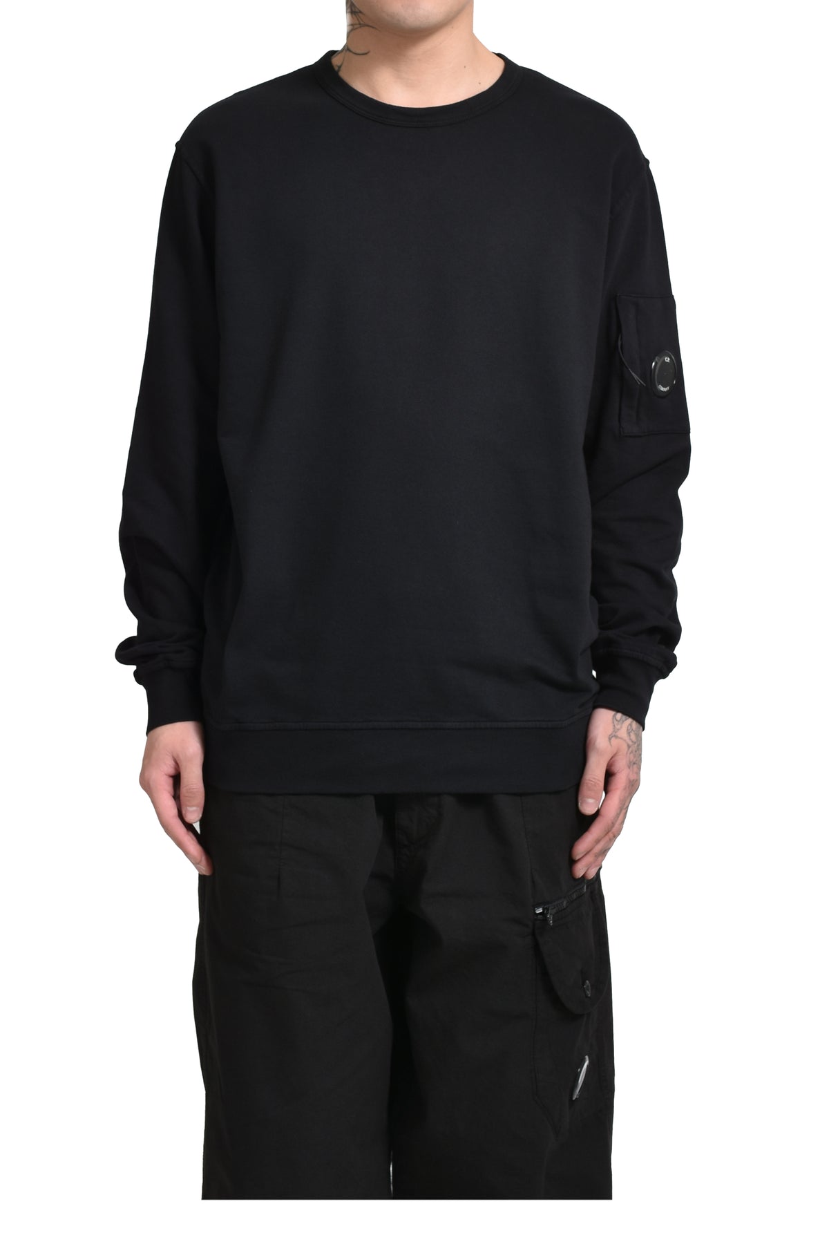 LIGHT FLEECE CREWNECK SWEATSHIRT / BLK