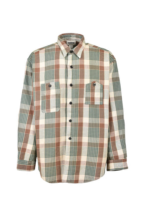REPAIRED MOUNTAIN POCKET FLANNEL SHIRT / GRN/BRW/GRY