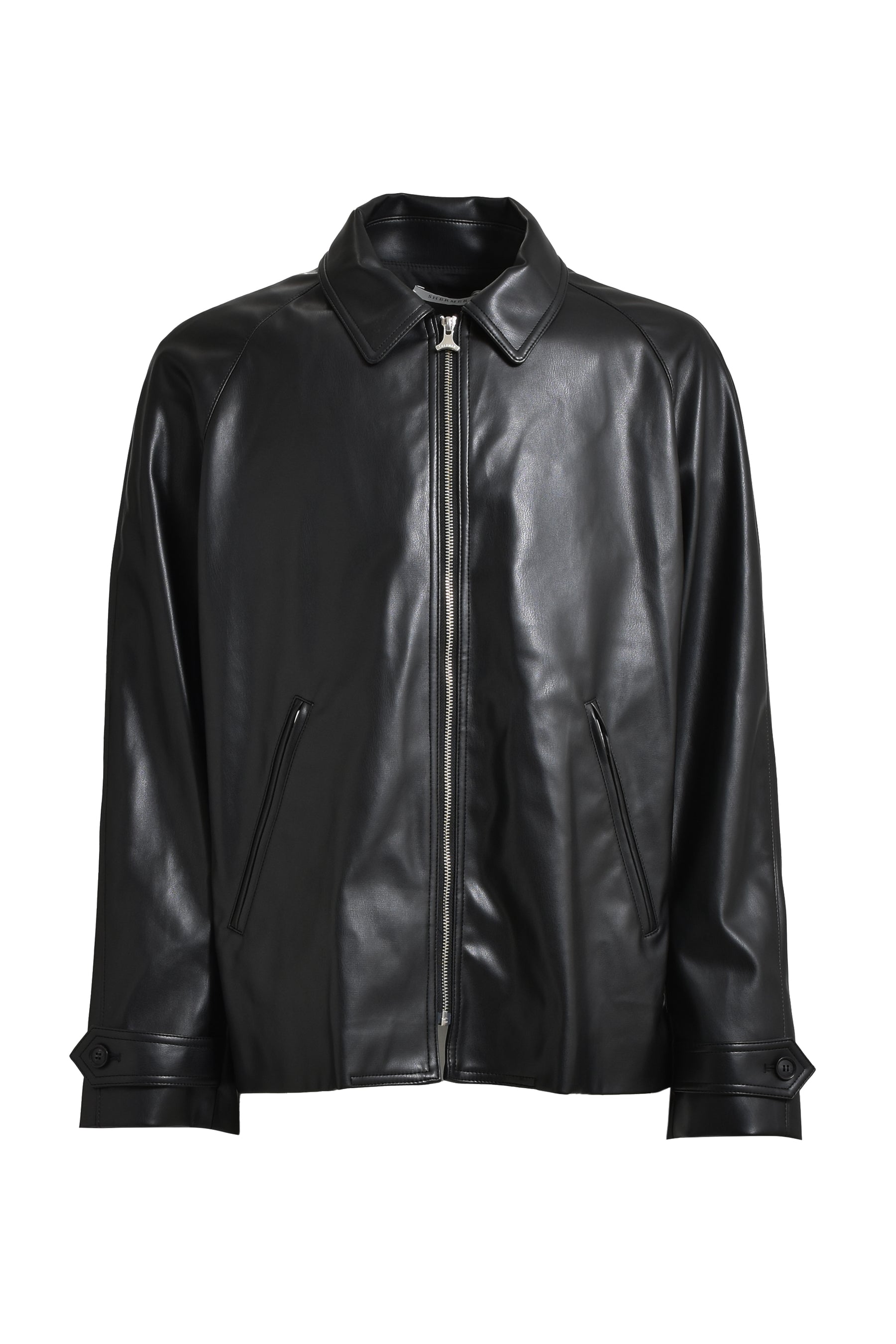 FAUX LEATHER FRANK JACKET / BLK