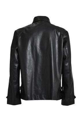 FAUX LEATHER FRANK JACKET / BLK