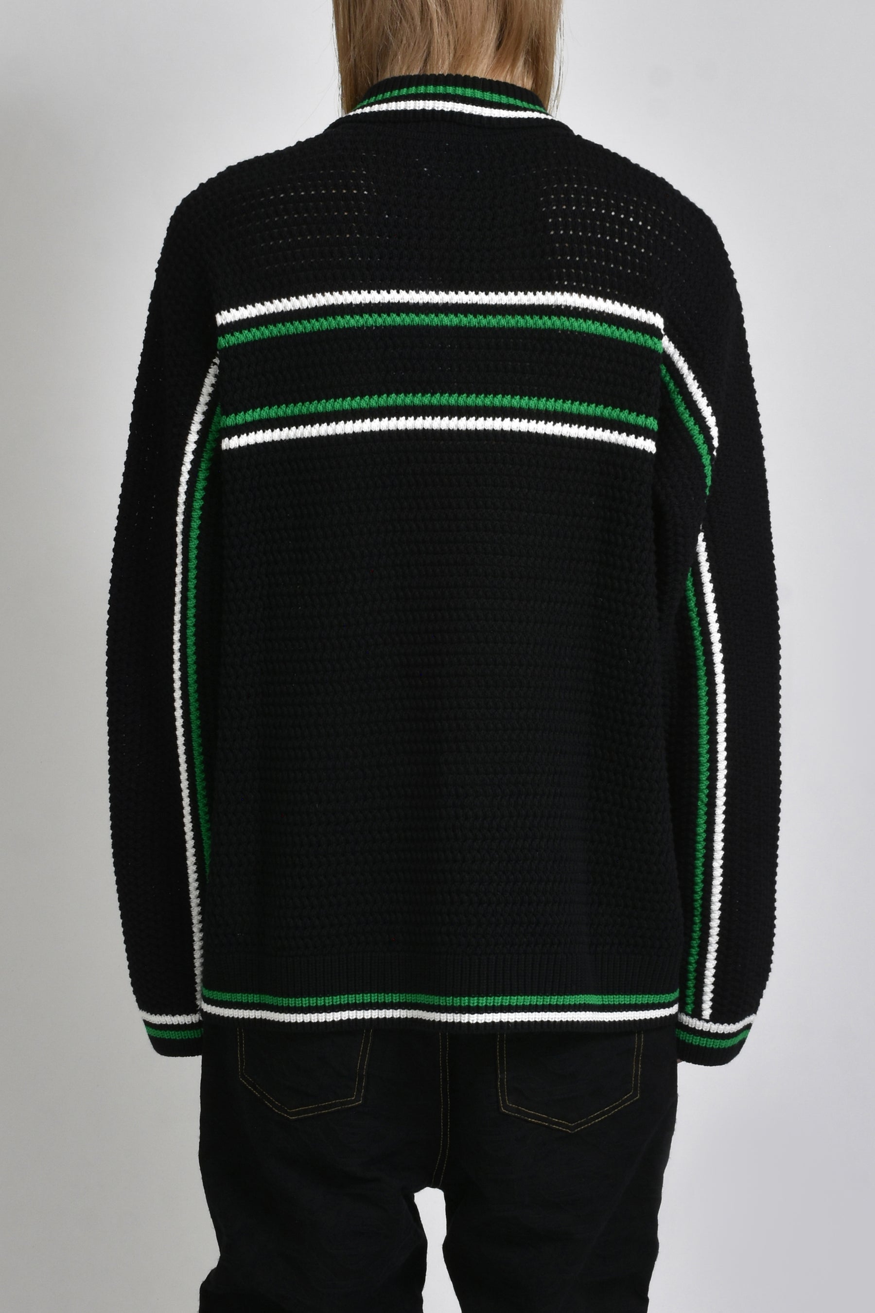 CROCHET EFFECT TENNIS SHACKET / BLK