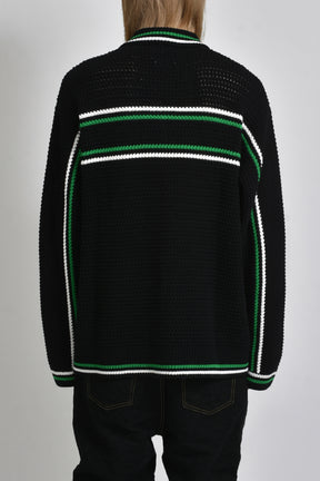 CROCHET EFFECT TENNIS SHACKET / BLK