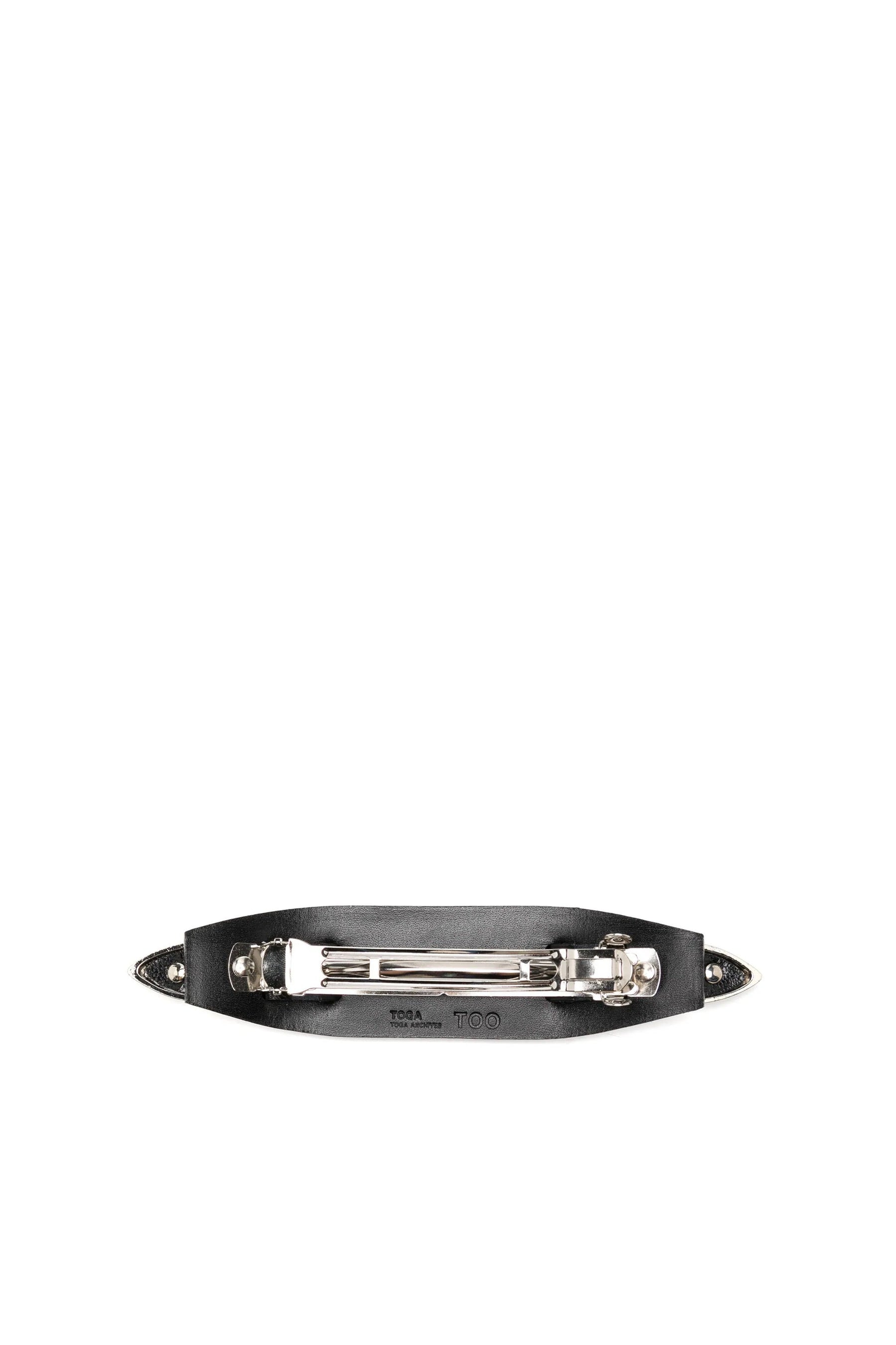 METAL LEATHER BARRETTE / BLK