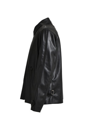 FAUX LEATHER FRANK JACKET / BLK