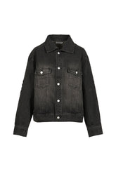 DENIM LACE JACKET / BLACK