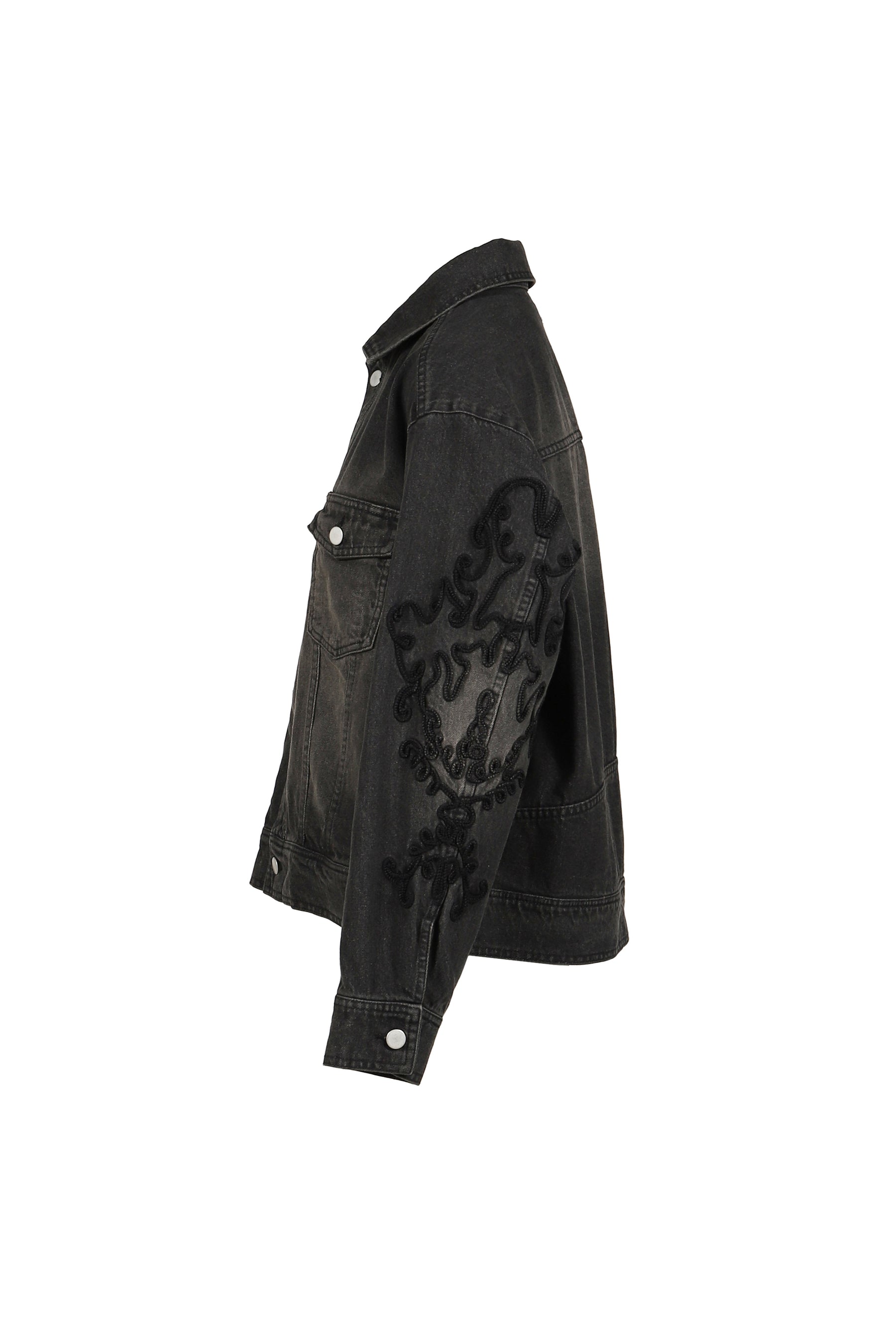 DENIM LACE JACKET / BLACK