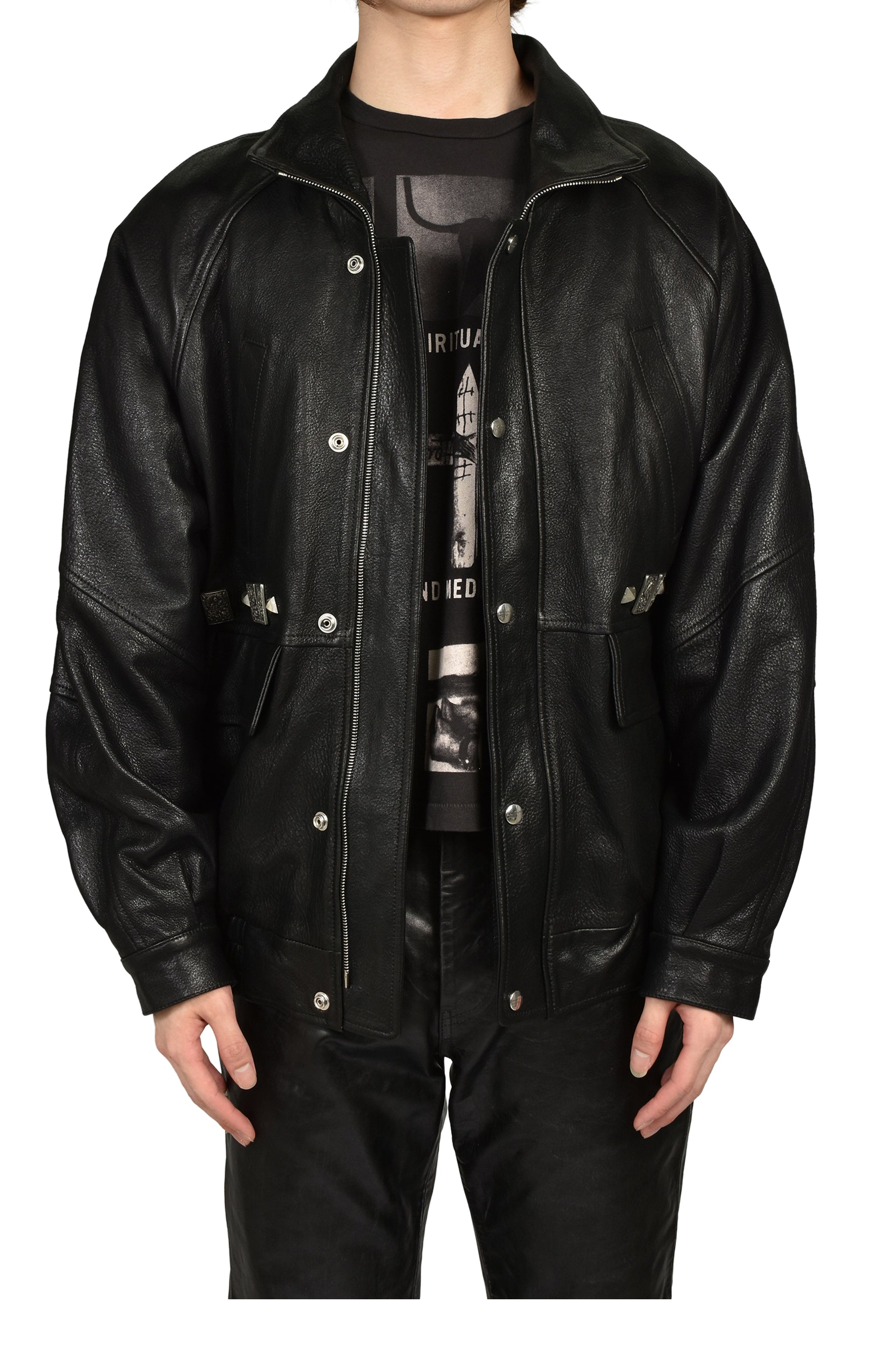 PRINCE PHILLIP’S CHILDHOOD STUDDED LEATHER JACKET / BLK