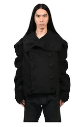TOWEL CROPPED PEACOAT / BLK