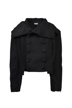 TOWEL CROPPED PEACOAT / BLK