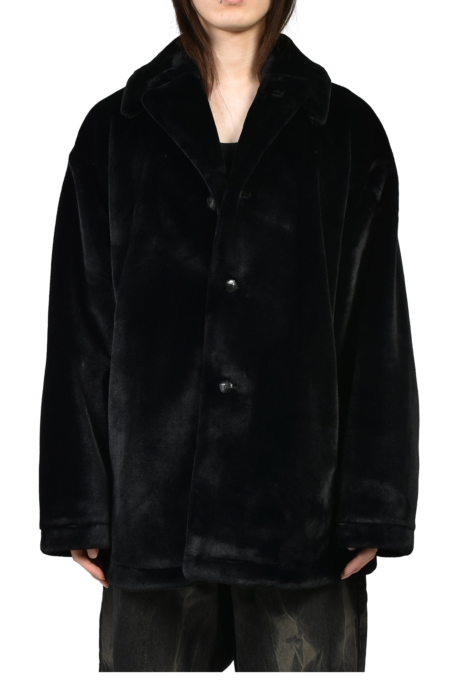 FAUX FUR SACK JACKET / BLK