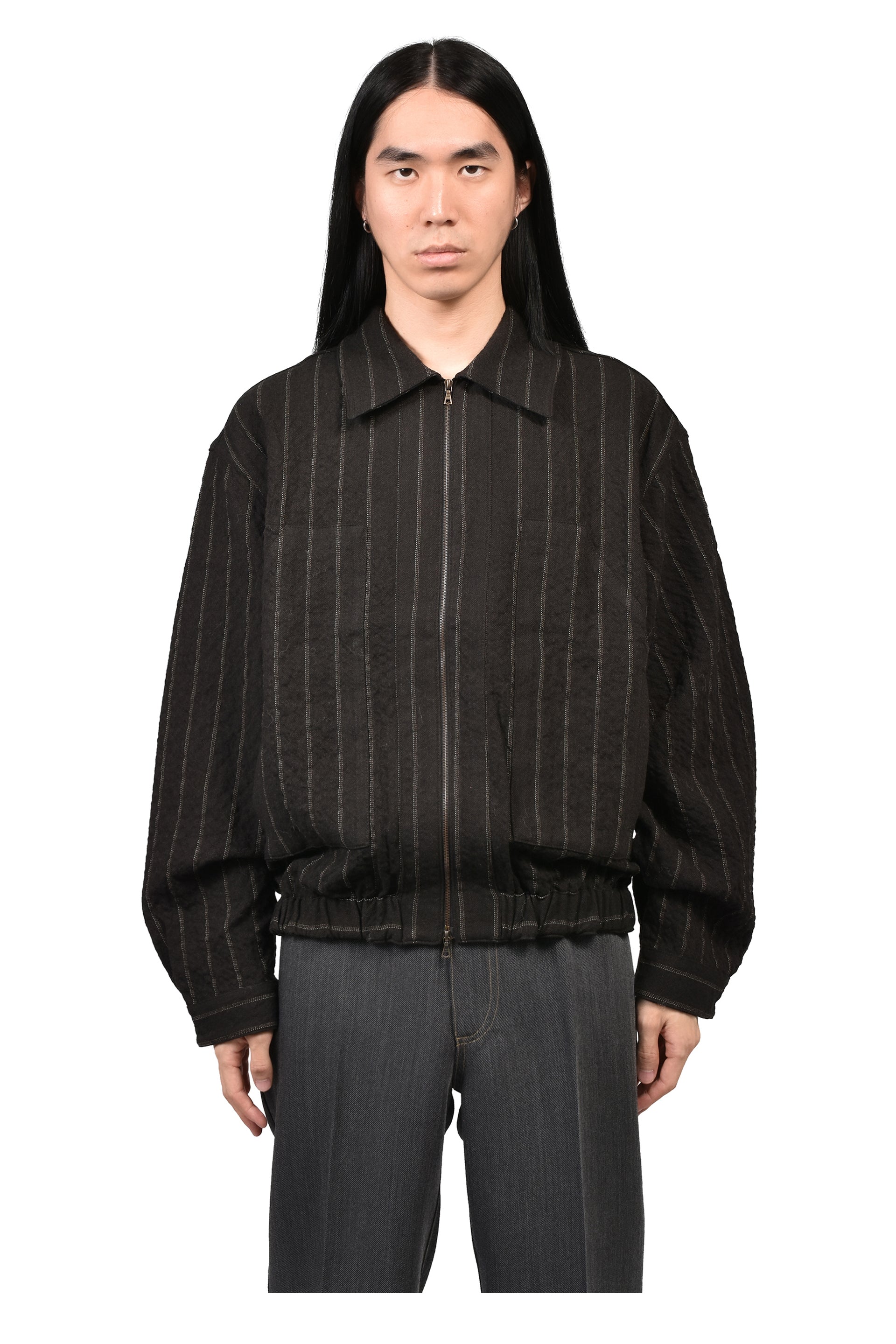 ARES ZIP BLOUSON / BRW STRIPE
