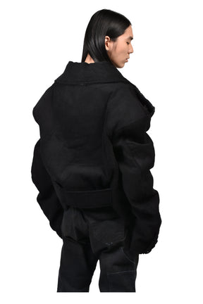 TOWEL CROPPED PEACOAT / BLK