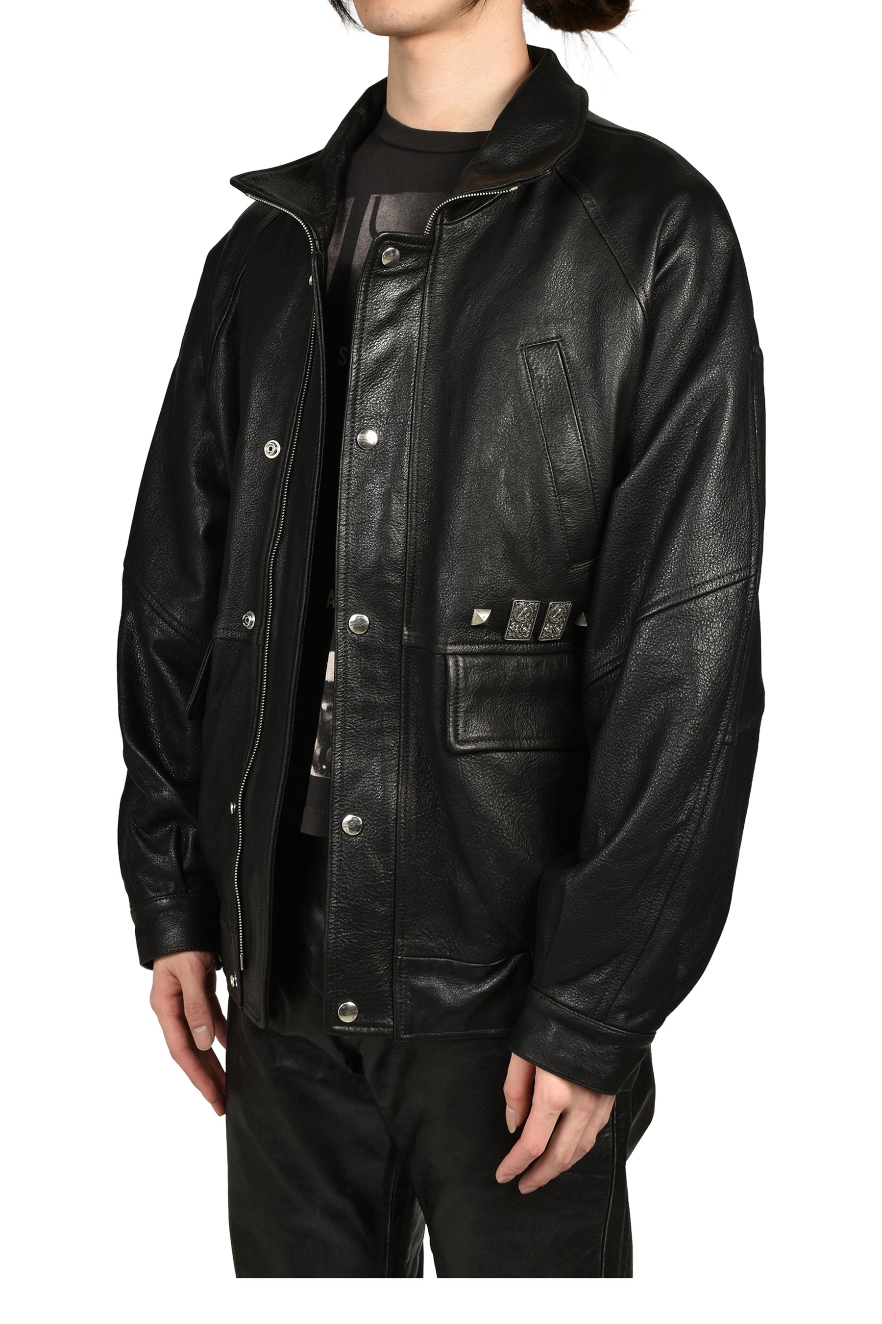 PRINCE PHILLIP’S CHILDHOOD STUDDED LEATHER JACKET / BLK
