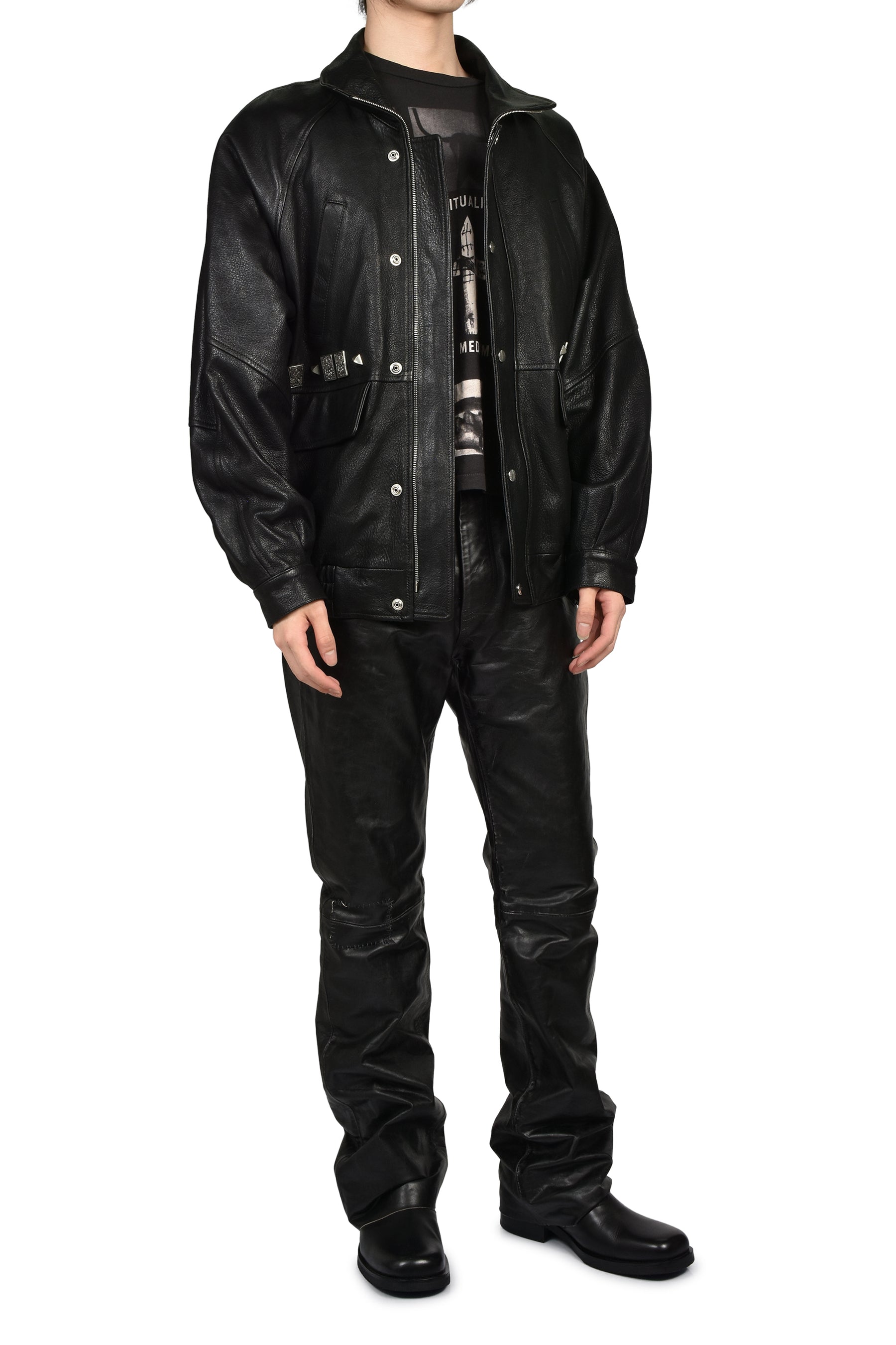 PRINCE PHILLIP’S CHILDHOOD STUDDED LEATHER JACKET / BLK