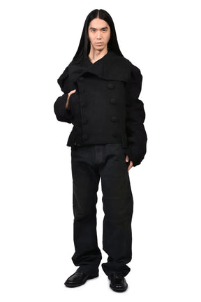 TOWEL CROPPED PEACOAT / BLK