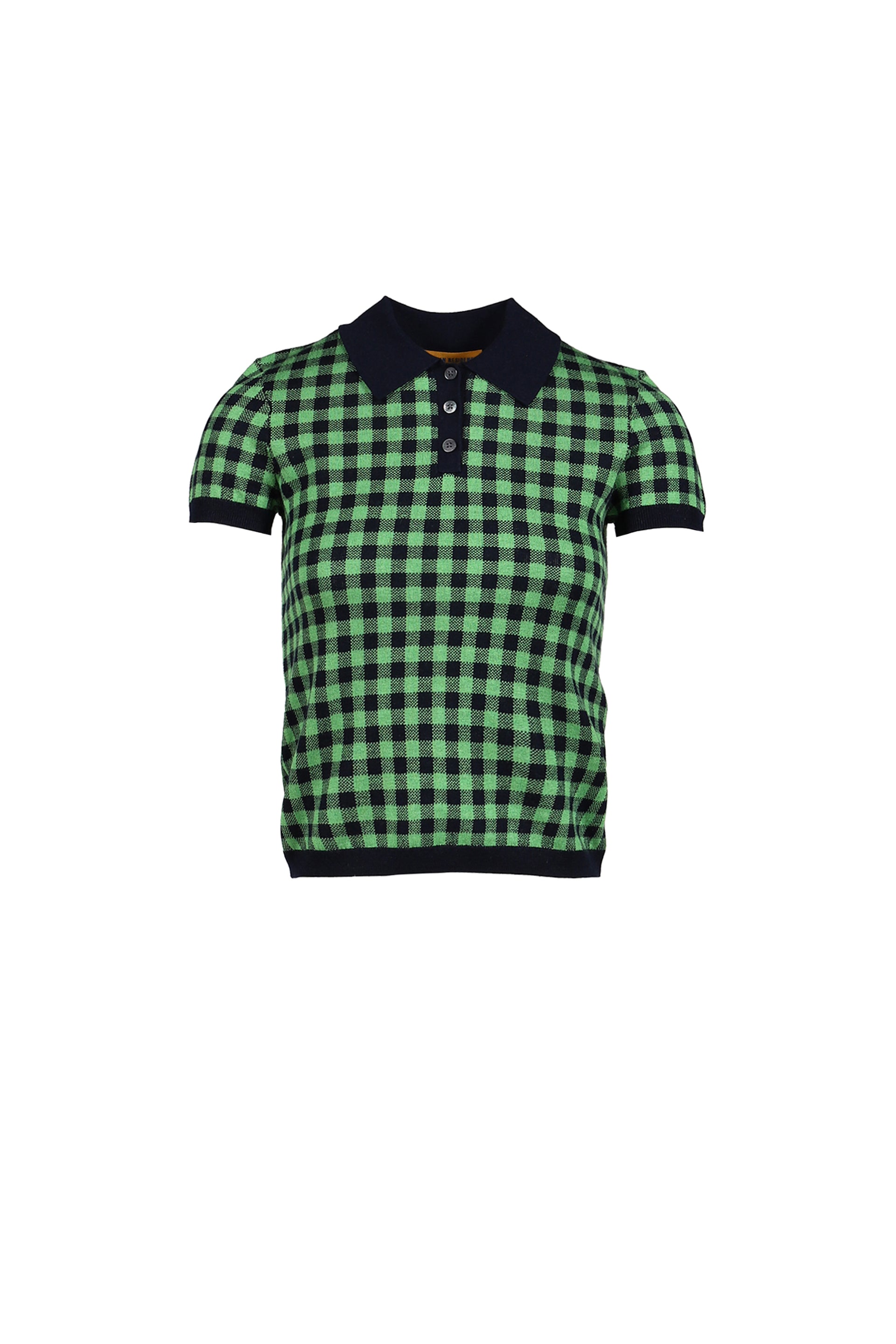 GINGHAM SHRUNKEN POLO / GRN
