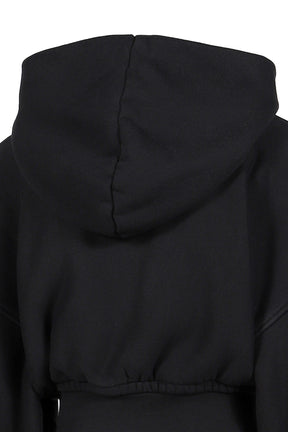 CROPPED ZIP UP HOODIE WITH BRANDED SEAM LABEL / FADED BLK