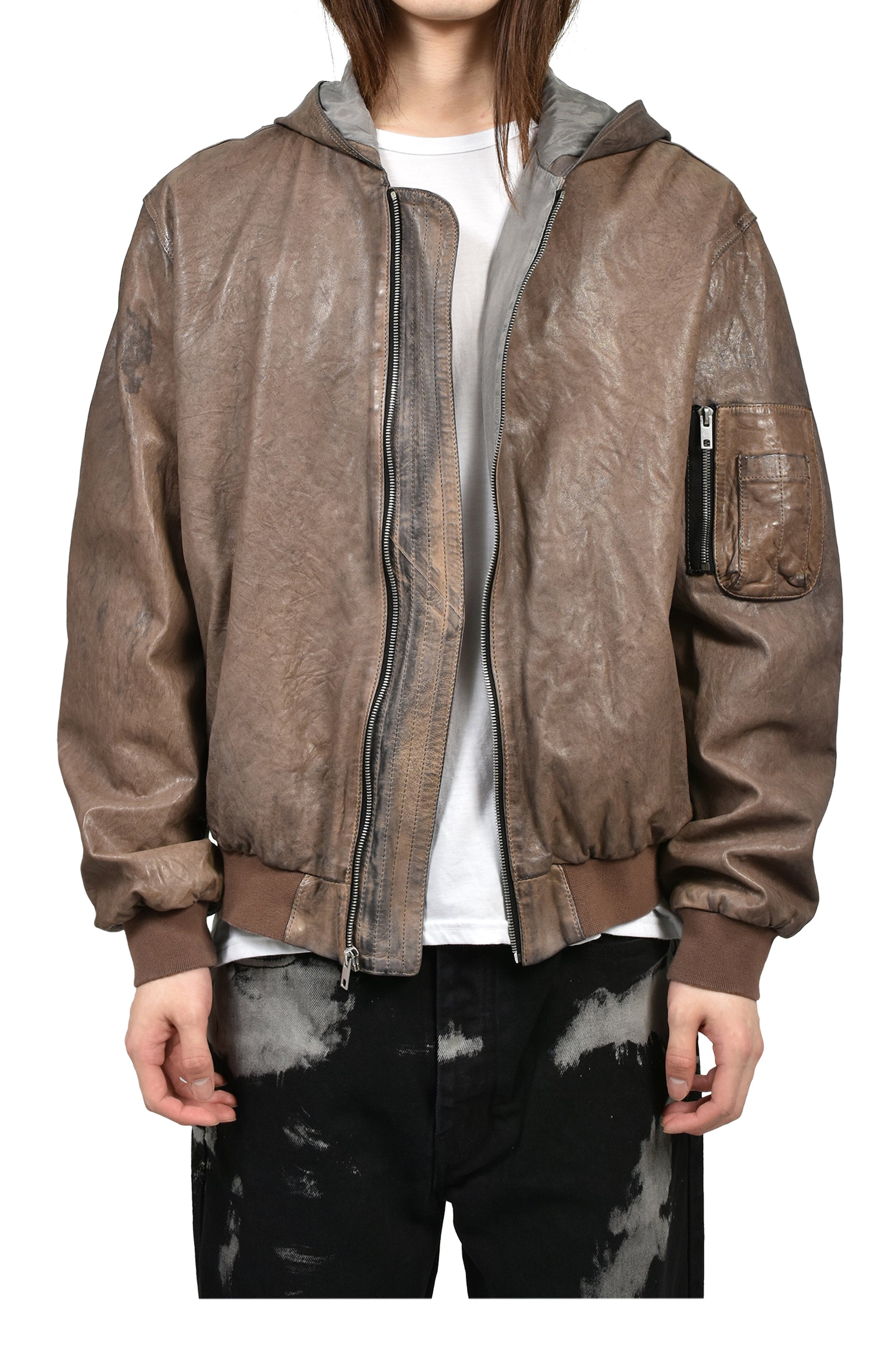 LEATHER BOMBER JACKET / BRW