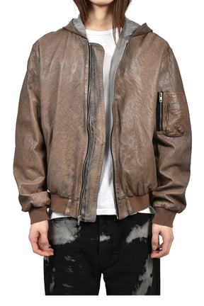 LEATHER BOMBER JACKET / BRW