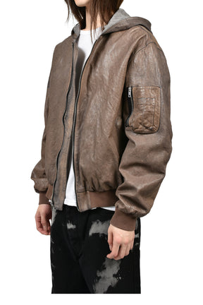 LEATHER BOMBER JACKET / BRW