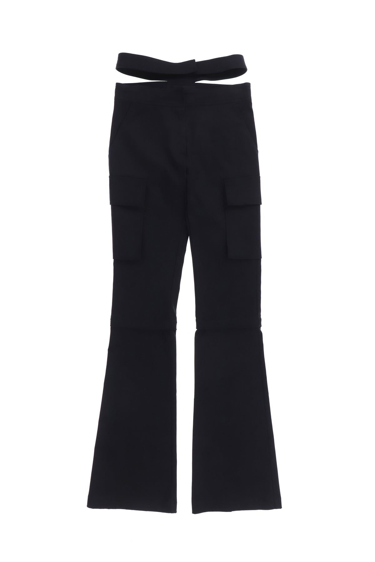 FLARE PANTS WITH STRAPS / BLK