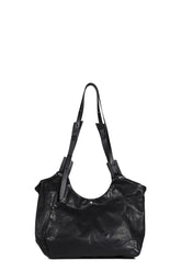 LEATHER SHOULDER BAG / BLK