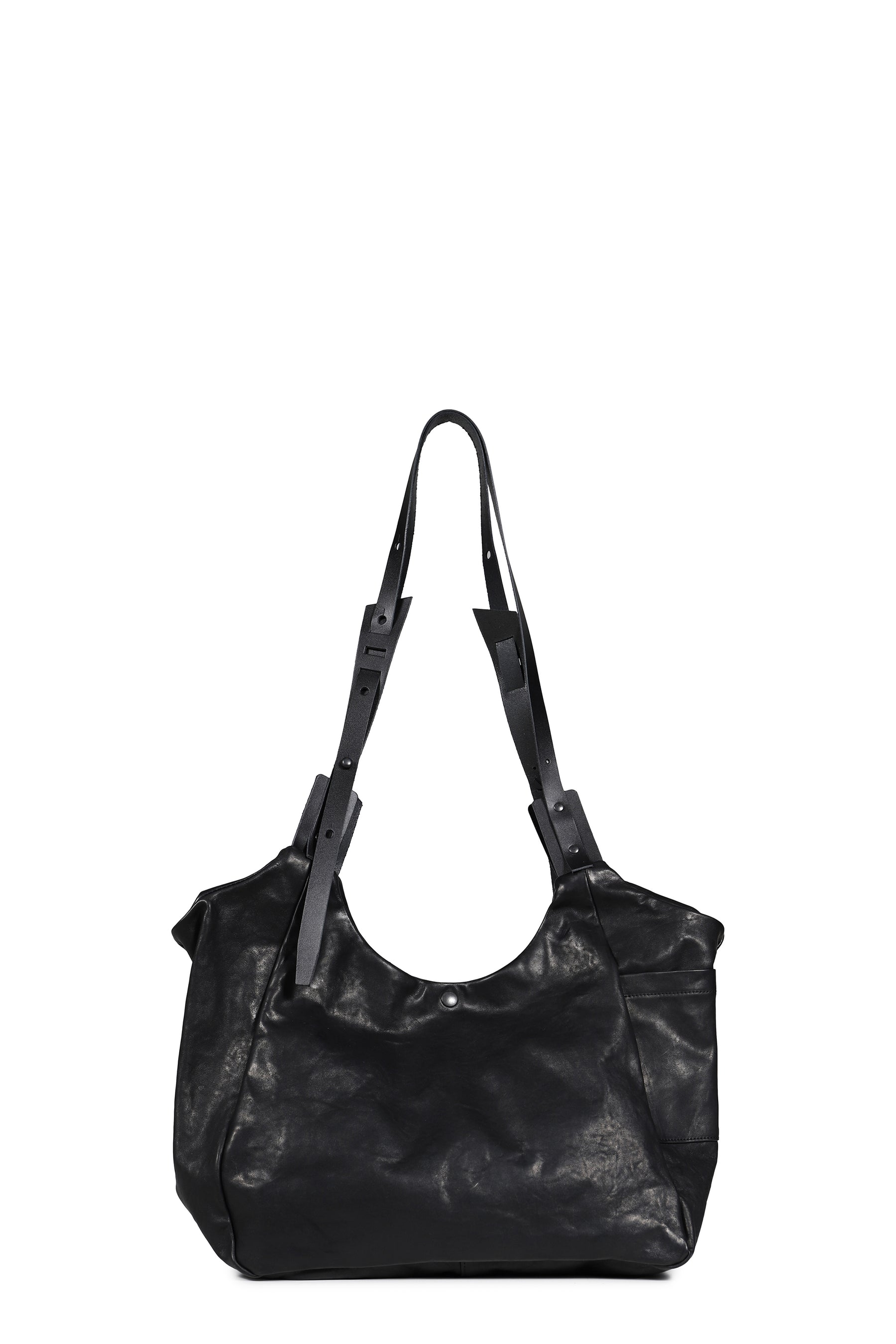 LEATHER SHOULDER BAG / BLK