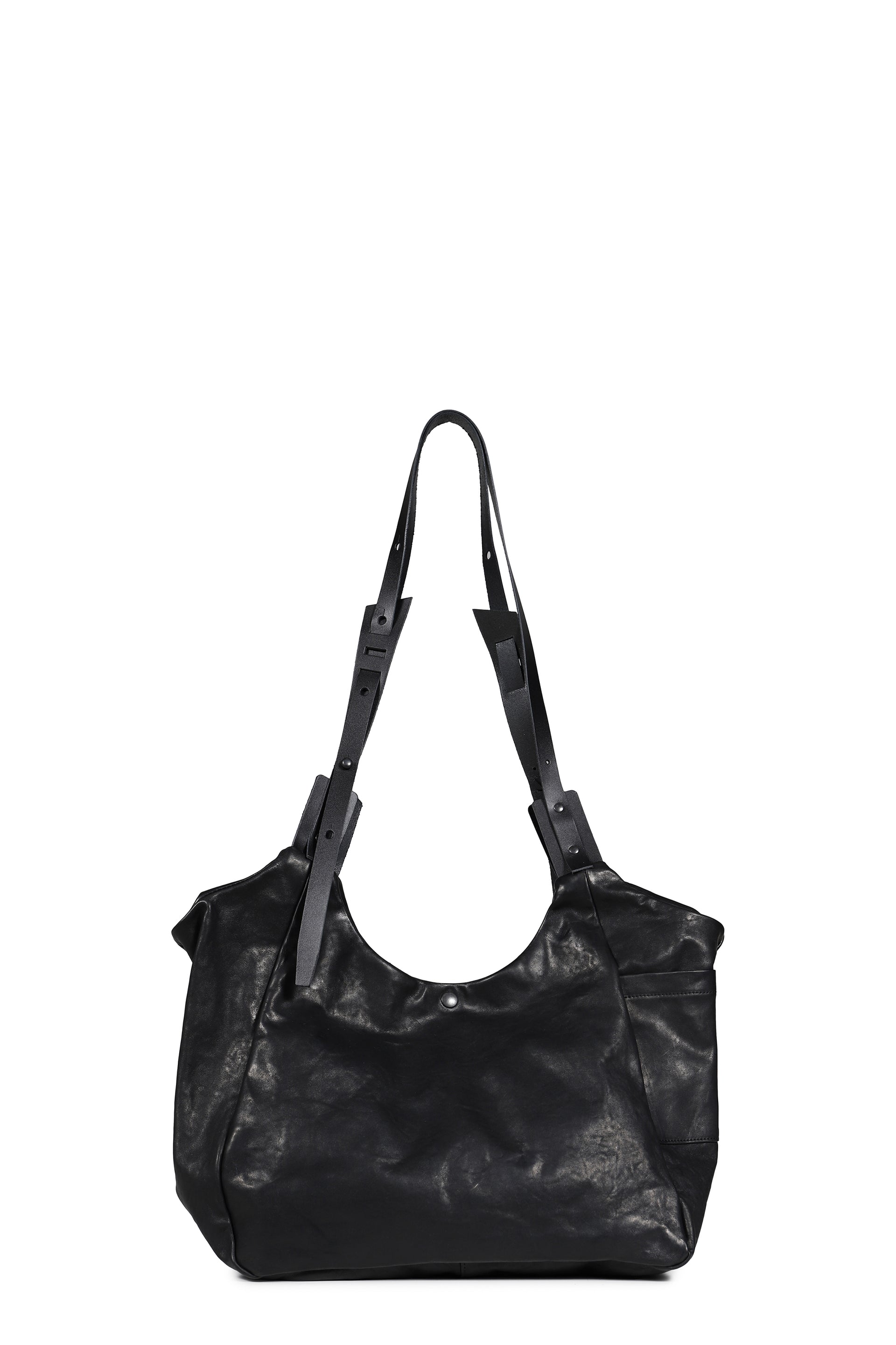LEATHER SHOULDER BAG / BLK