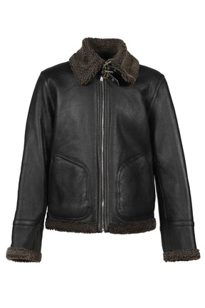 SERBIAN SHEARLING ZIP JACKET / BLK GRY