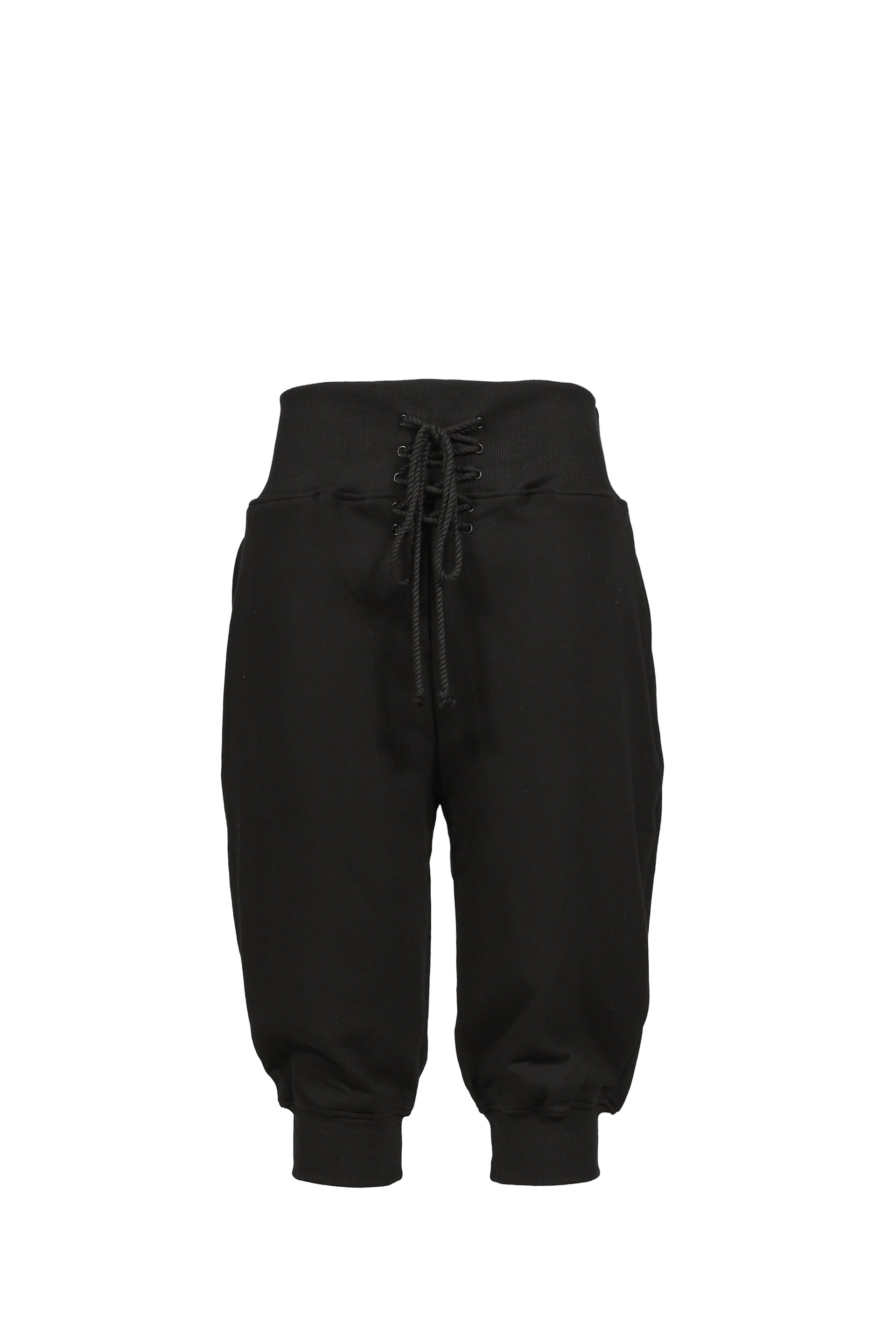 LACE-UP CAPRI SWEATS IN BLACK / BLACK