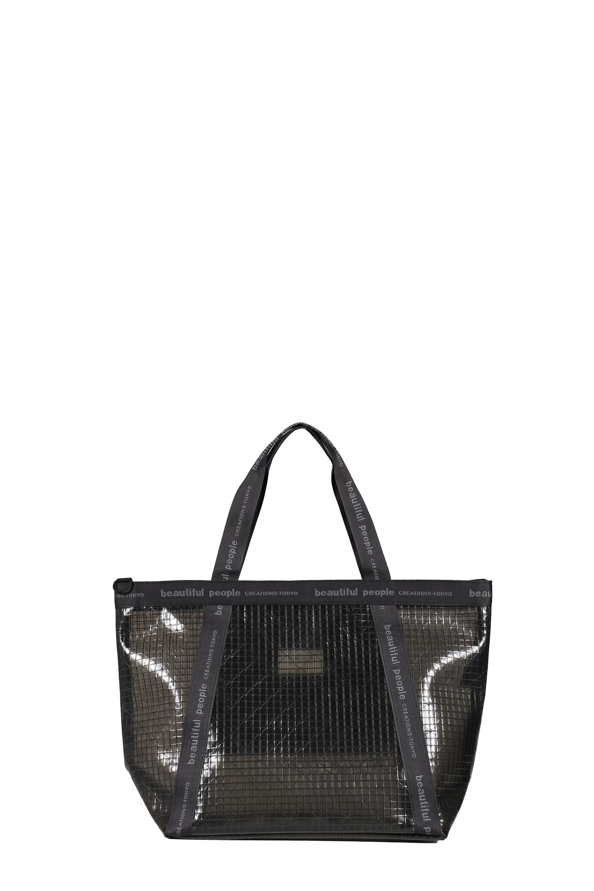 beautiful people PLAID VINYL LOGO TAPE BAG L / BLK