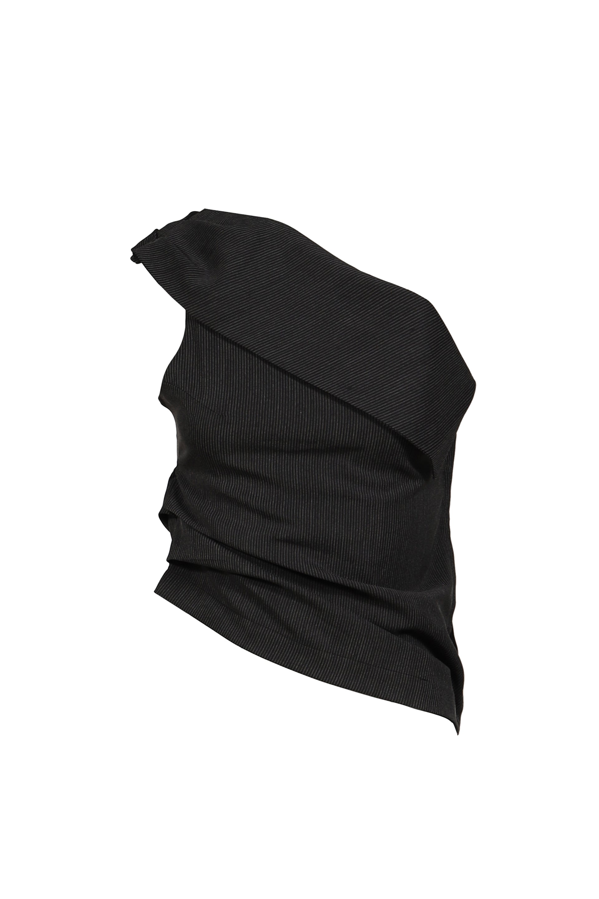 UNBALANCE SHOULDER BLOUSE / STRIPE BLK