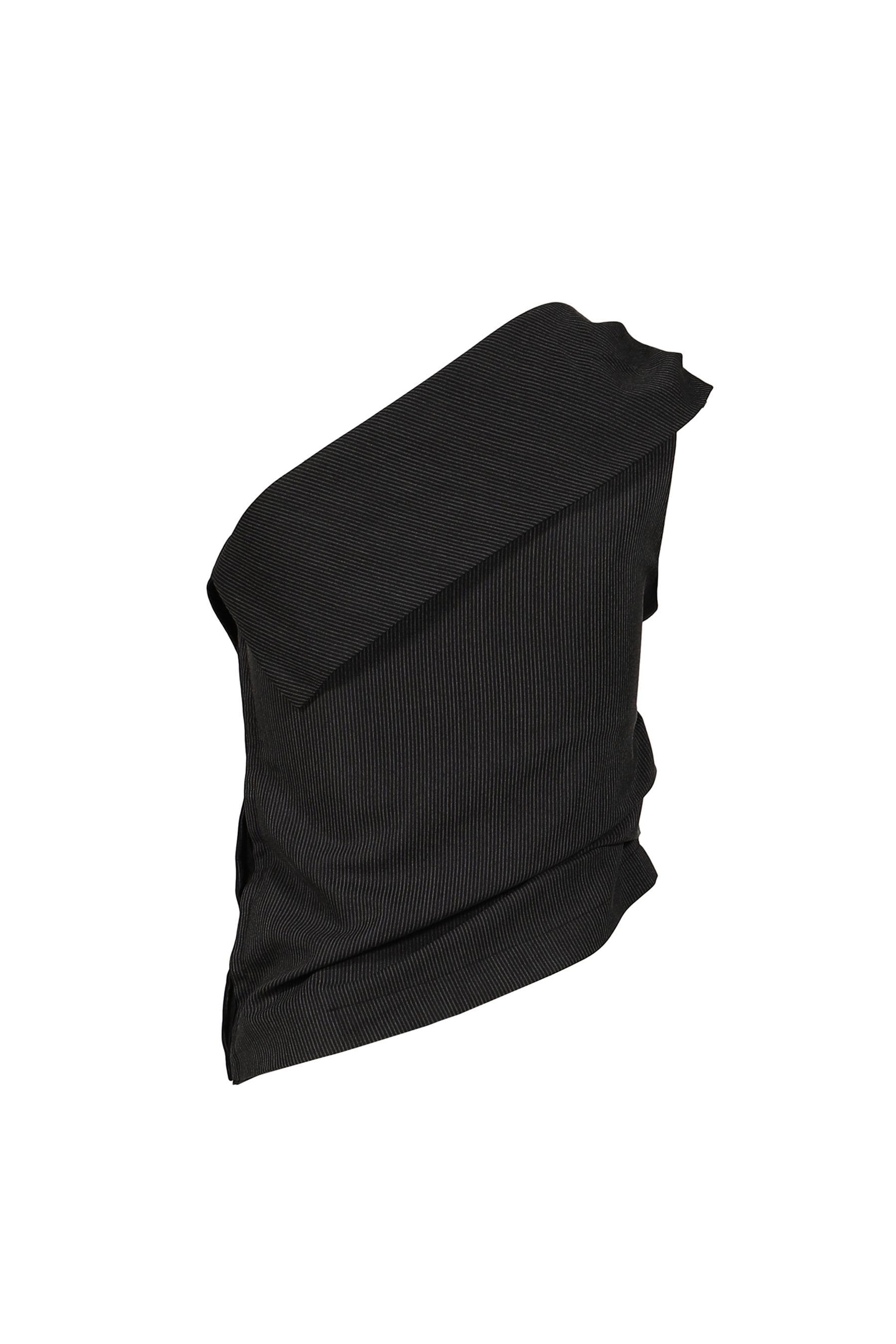 UNBALANCE SHOULDER BLOUSE / STRIPE BLK